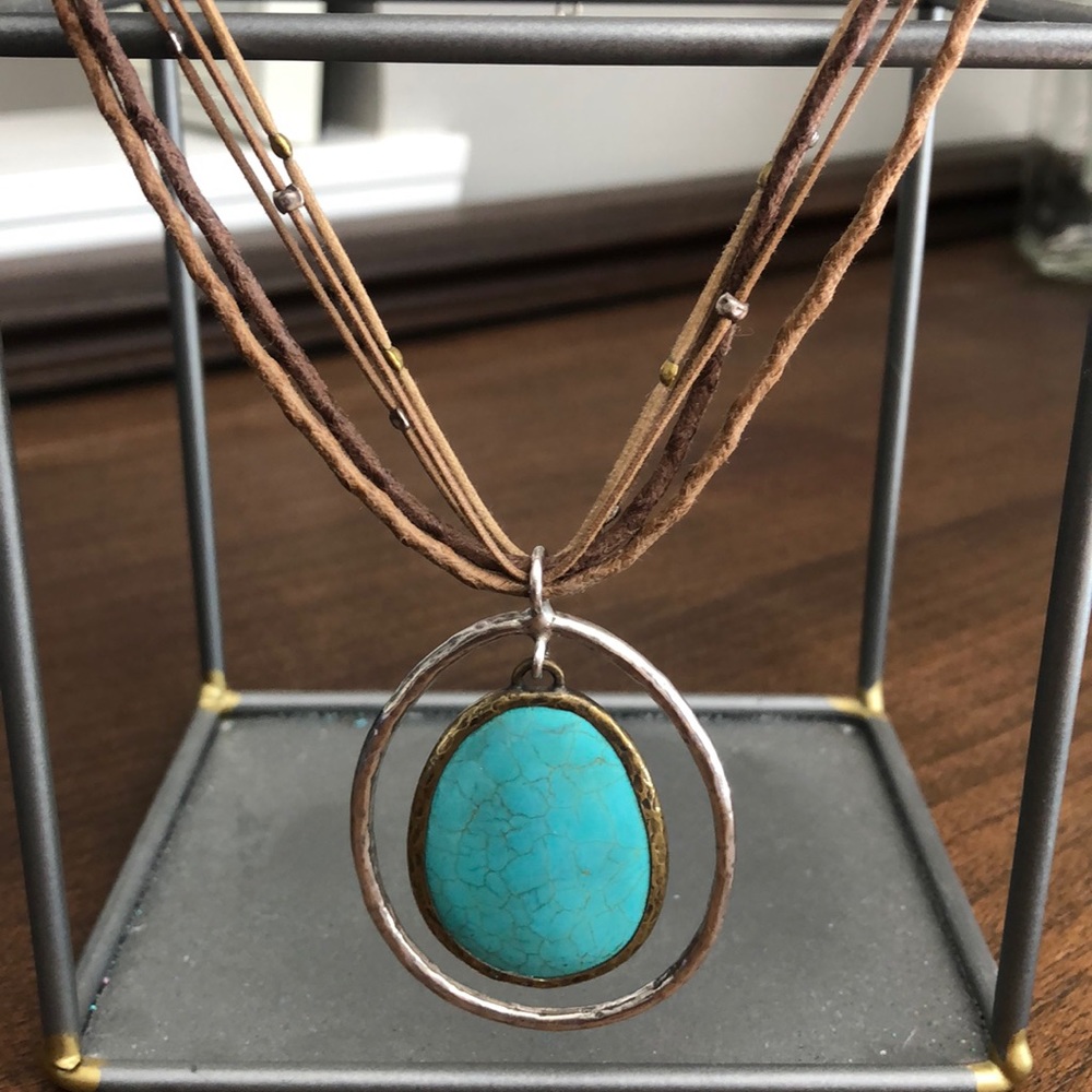 Silpada Howlite Necklace Leather Turquoise Silver